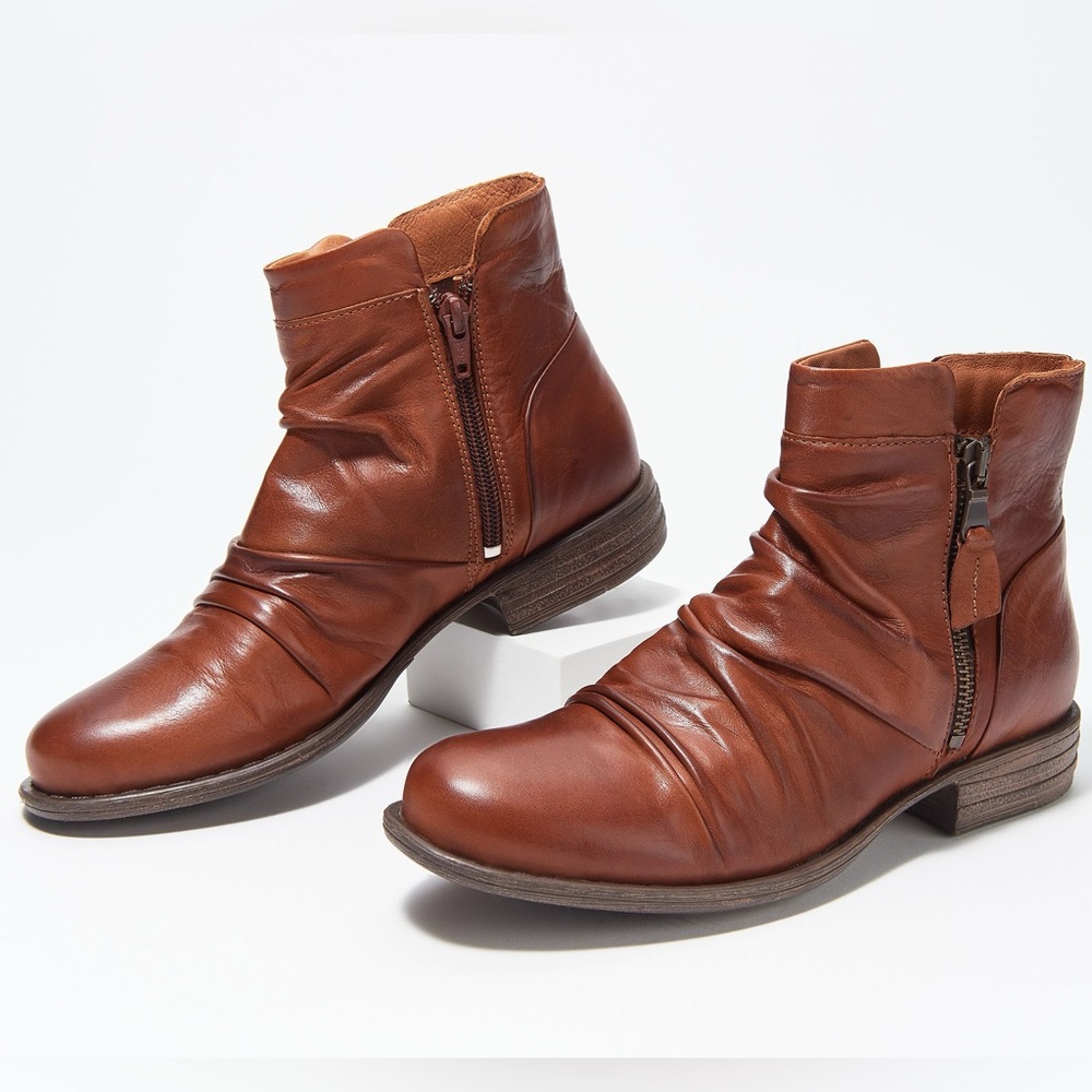 MIZ MOOZ Ruched Lucy Ankle Boots Leather Brown